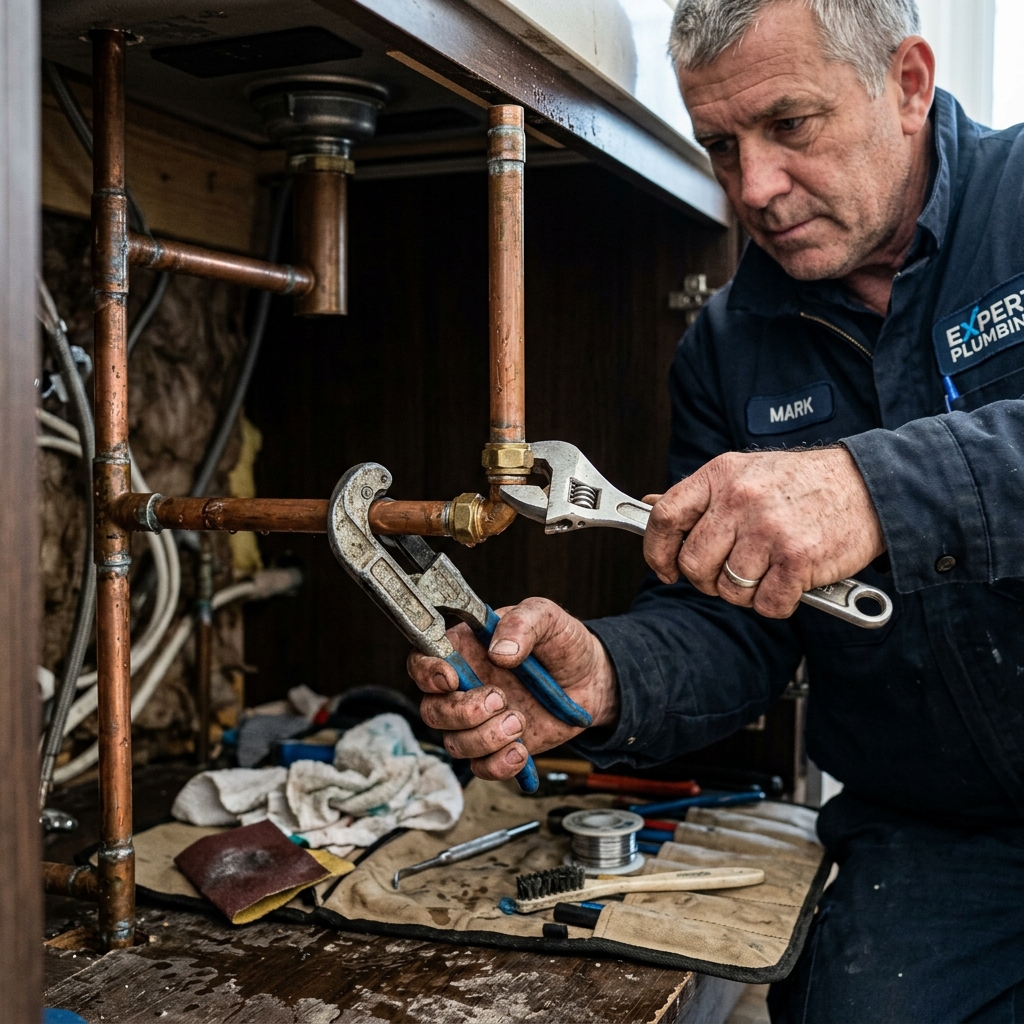 Plumbing reroute installation bypassing underground lines through interior framing